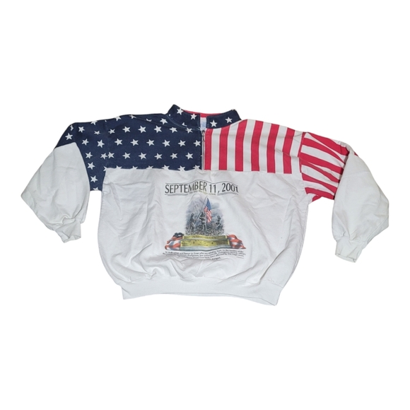 Vintage ESY Sports Wear September 11 2001 9-11 Made In USA‎ 1/4 Zip Sweatshirt